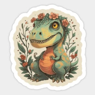 Floral cute dinosaur trex gift ideas kids floral dino trex gift ideas Sticker